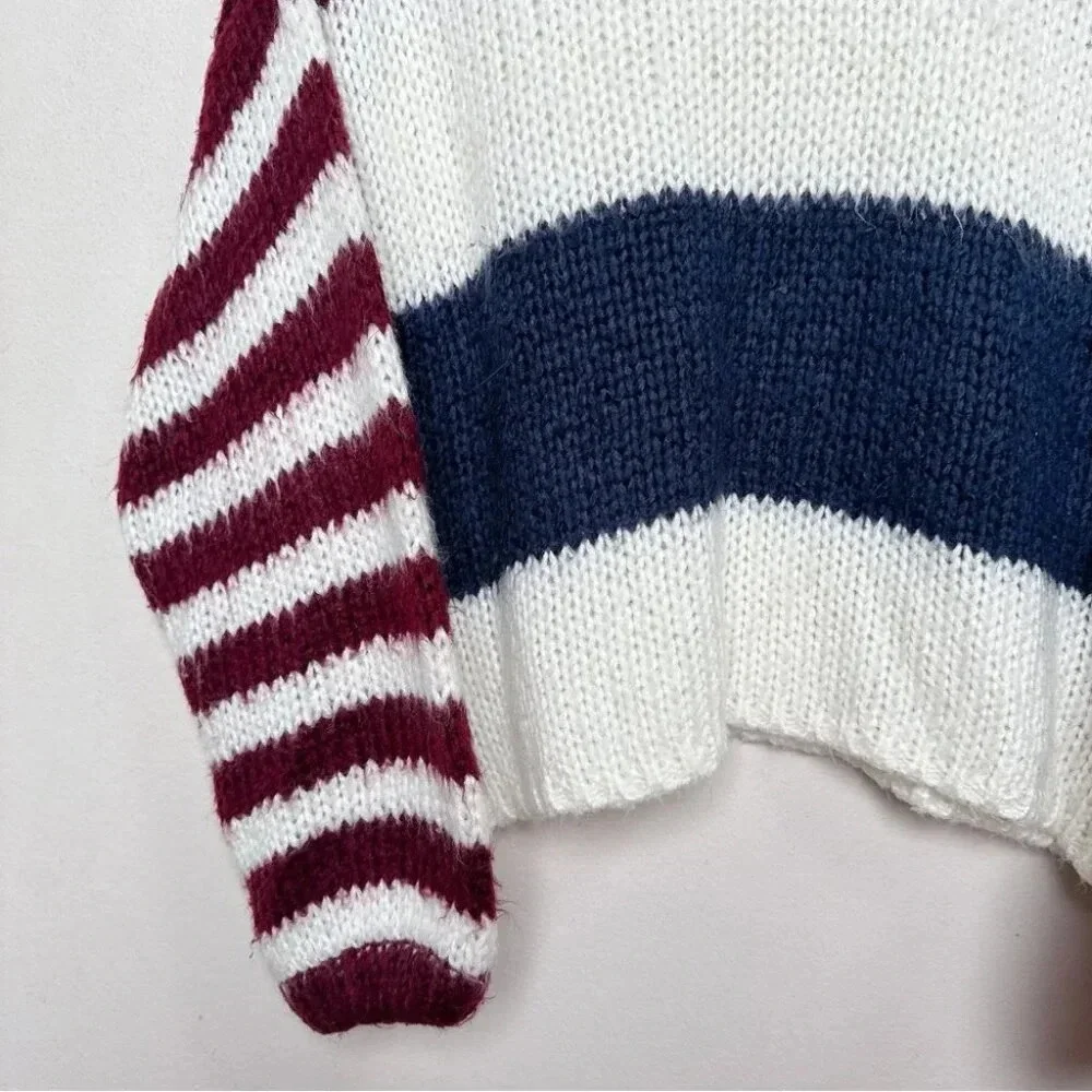 Lovestitch Womens Medium Striped Colorblock Crew Neck Sweater - Picture 10 of 16